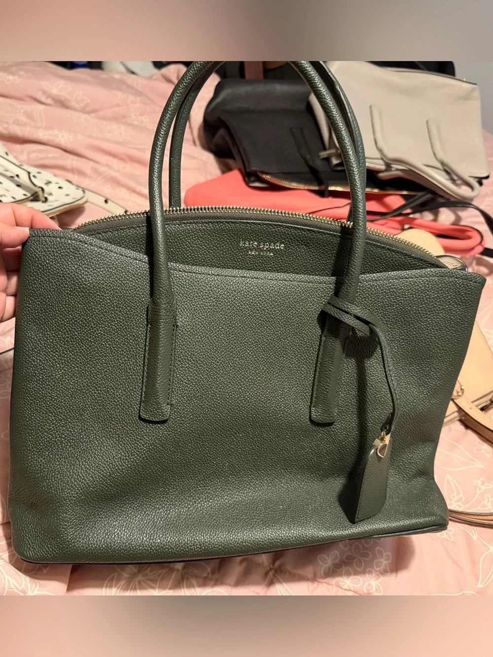kate spade Forest Green Pebbled Leather Satchel